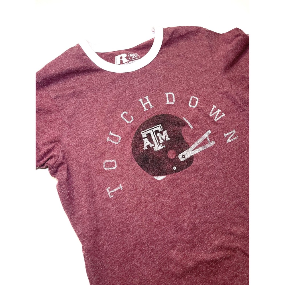 Russell Athletic Texas A&M Aggies Football Ringer T-Shirt Maroon Small 0271 - Picture 2 of 6